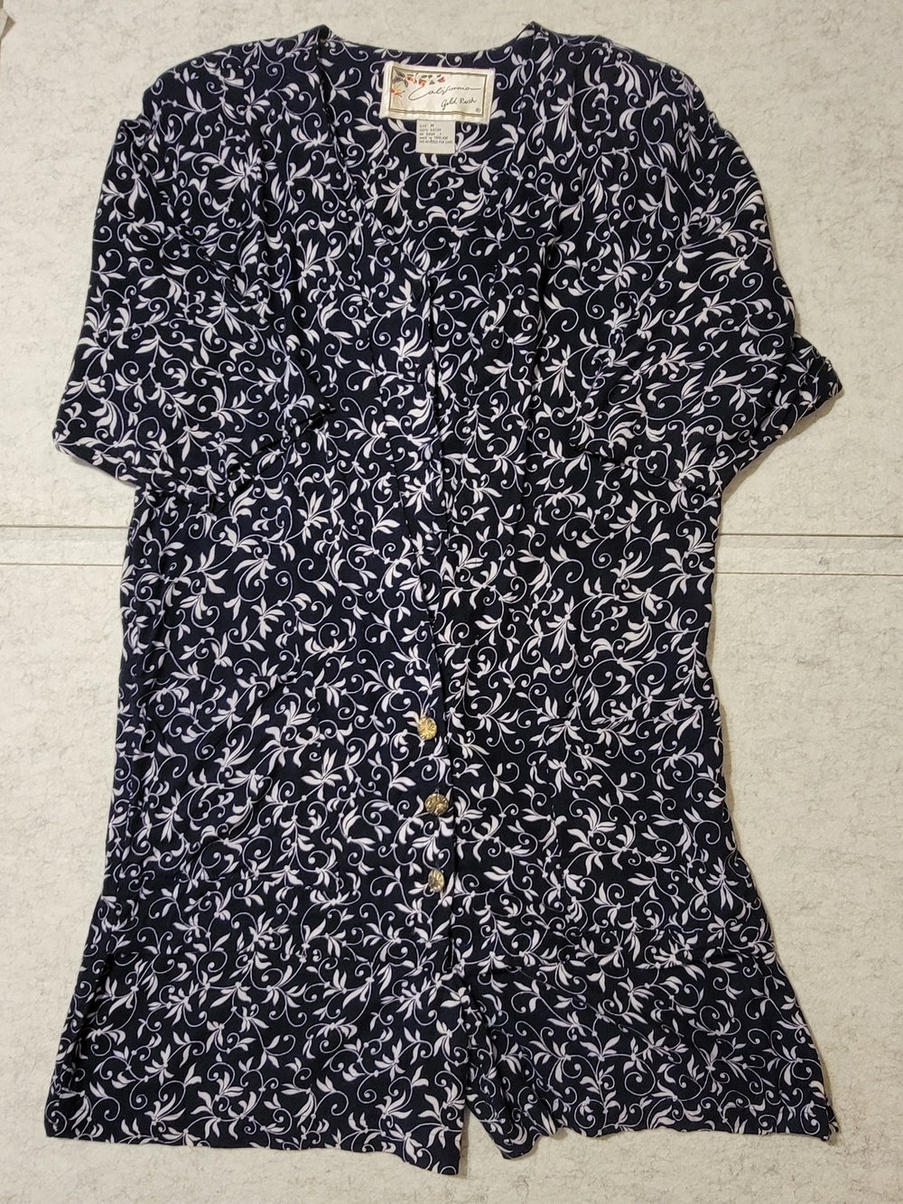 Vintage 90s California Gold Rush Navy Floral Romper Jumpsuit Skort Size Medium
